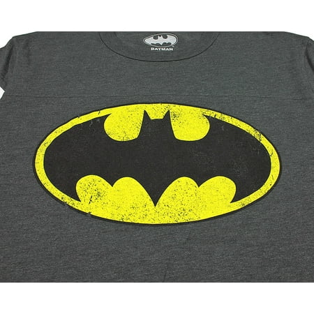 Batman Distressed Yellow Classic Logo Infant Baby Grey T Shirt New Official